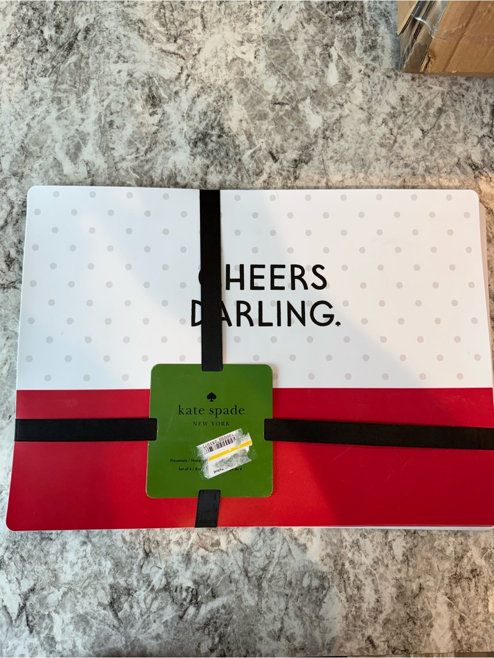 Kate Spade New York “Cheers Darling” Placemats – Set of 4 – Red & White
